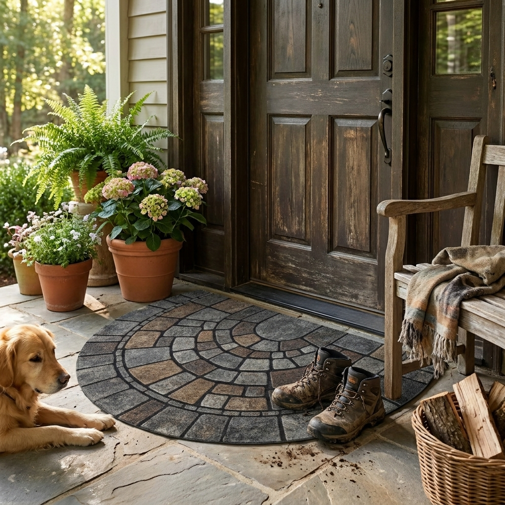 Half-Circle Mosaic Door Mat lifestyle