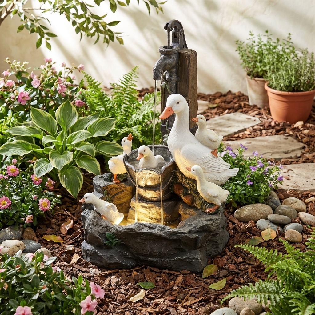 Outdoor Fountain Solar Garden Birdbath