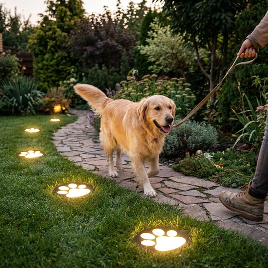 Solar Lights Paw Print Outdoor Waterproof Garden Path Decor