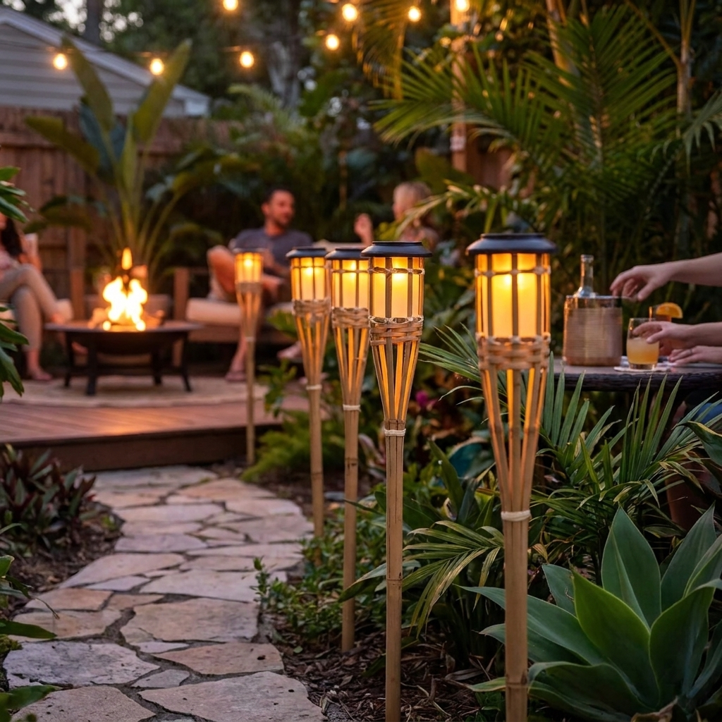 Solar Bamboo Flame Lights (2-Pack)