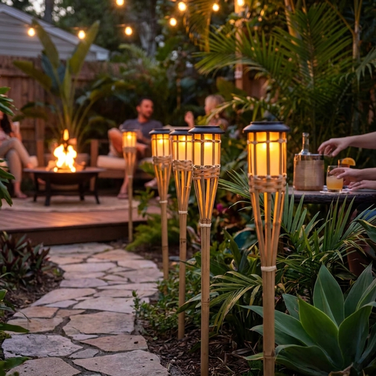 Solar Bamboo Flame Lights (2-Pack)