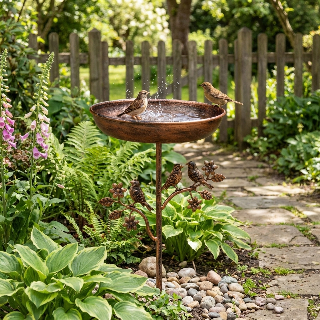 Metal Bird Bath Garden Decor