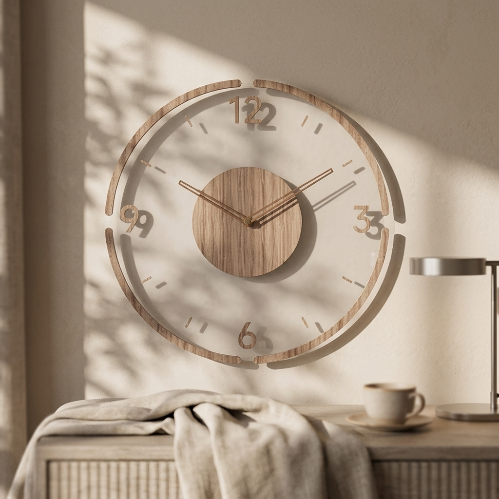 FashionableClock Scandinavian Wooden Wall Clock with Silent Quartz Movement