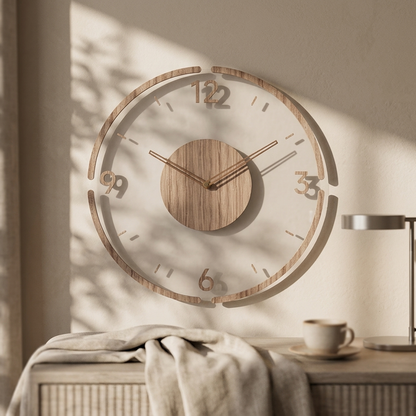 FashionableClock Scandinavian Wooden Wall Clock with Silent Quartz Movement