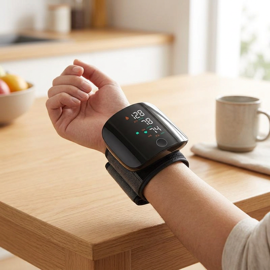 Wrist Blood Pressure Monitor with Large Backlit LED Display and Voice Guidance Function