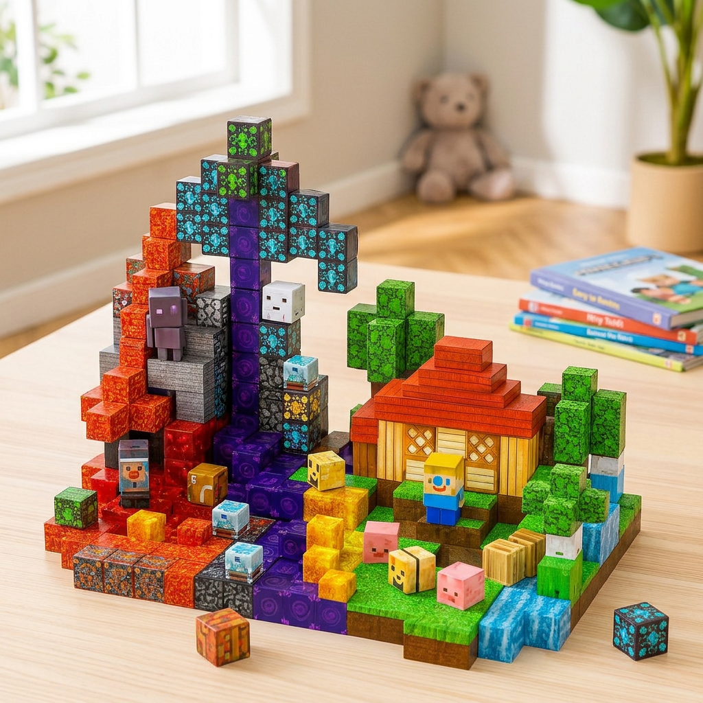 200-Piece Magnetic Building Blocks Set with Sturdy Connections and Stickers for Kids