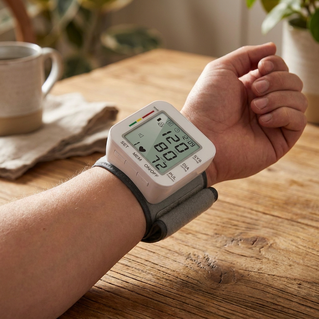 Rechargeable Wrist Blood Pressure Monitor with Voice Reading and Dual User Memory