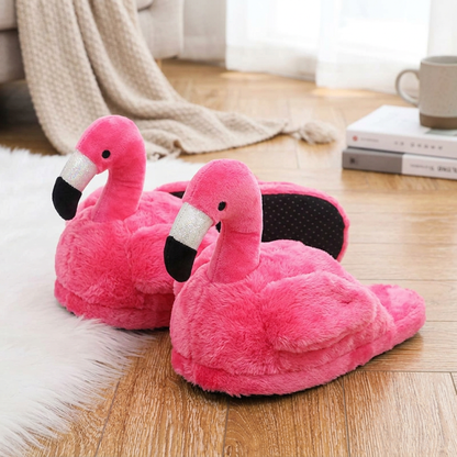 Cozy Flamingo House Shoes for Women with Flexible, Bendable Comfort Sole Styling