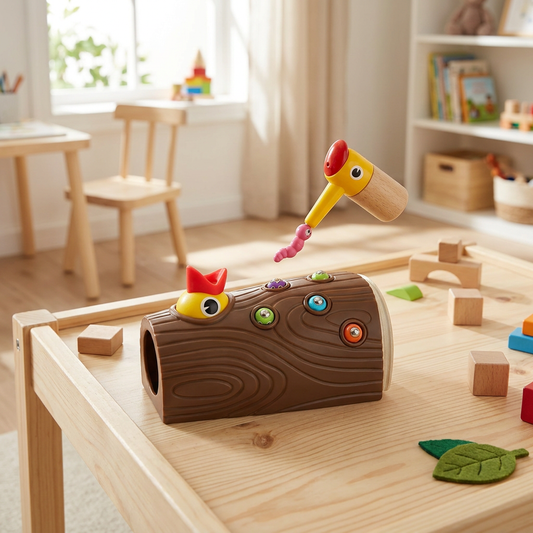 Magnetic Bird Feeding Toy for Toddlers, Wooden Color-Sorting Learning Game Toy Set