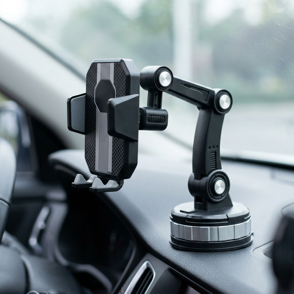 Adjustable Vehicle Phone Mount for Dashboard and Windshield with Suction Cup Grip