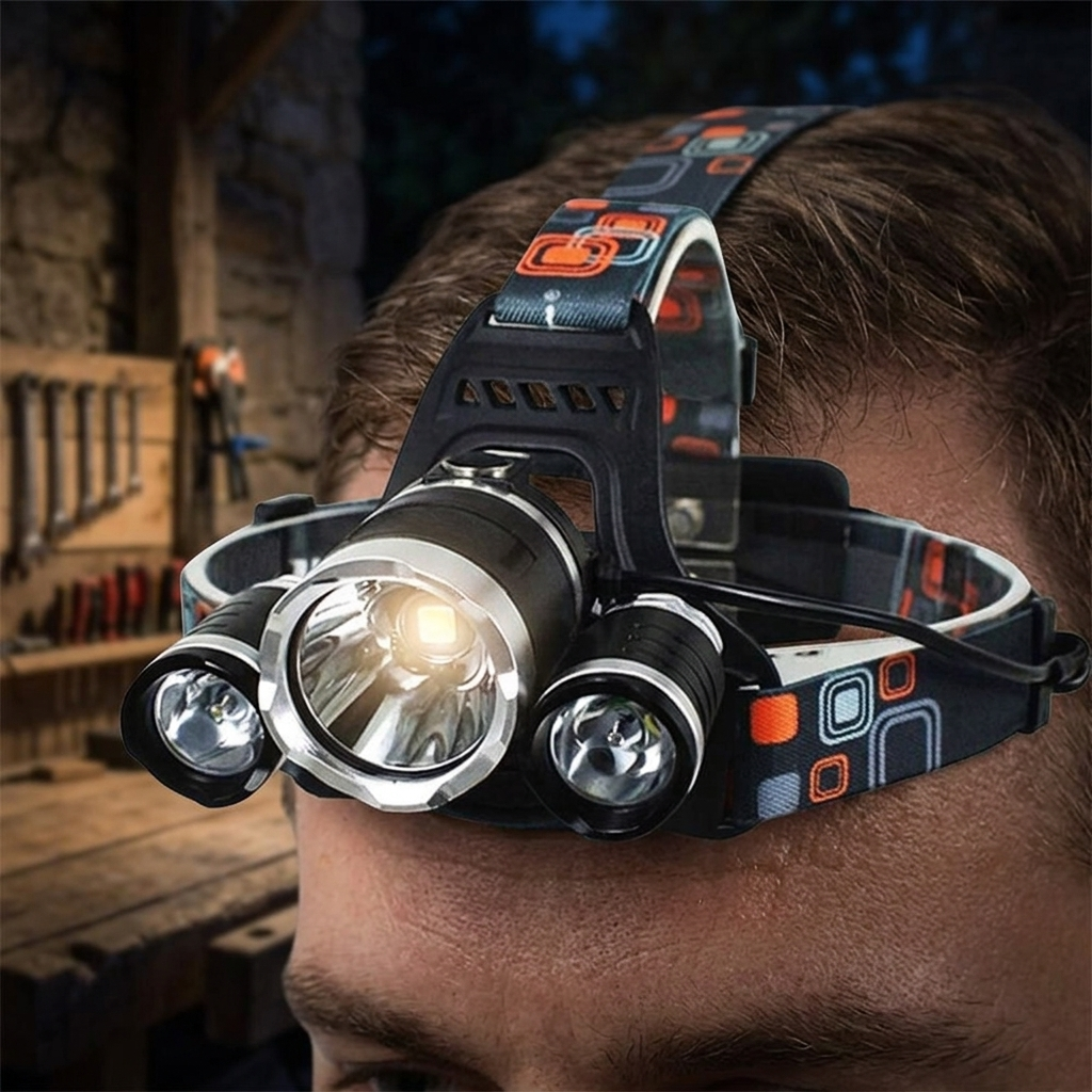 Rechargeable LED Headlamp with Adjustable Angle and 4 Work Modes for Camping Trips