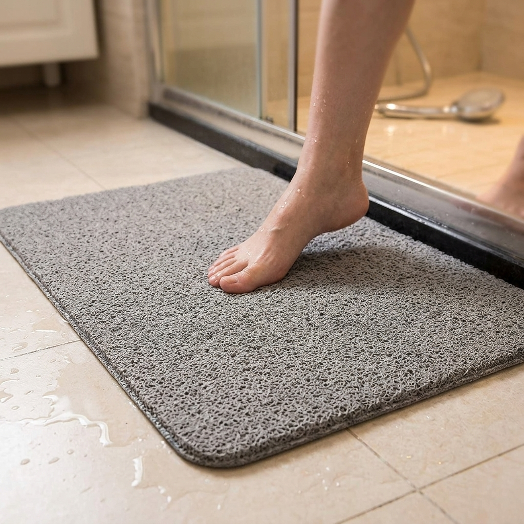Non-Slip Loofah Bath Mat with Drainage Holes for Safer Showers and Bathroom Floors