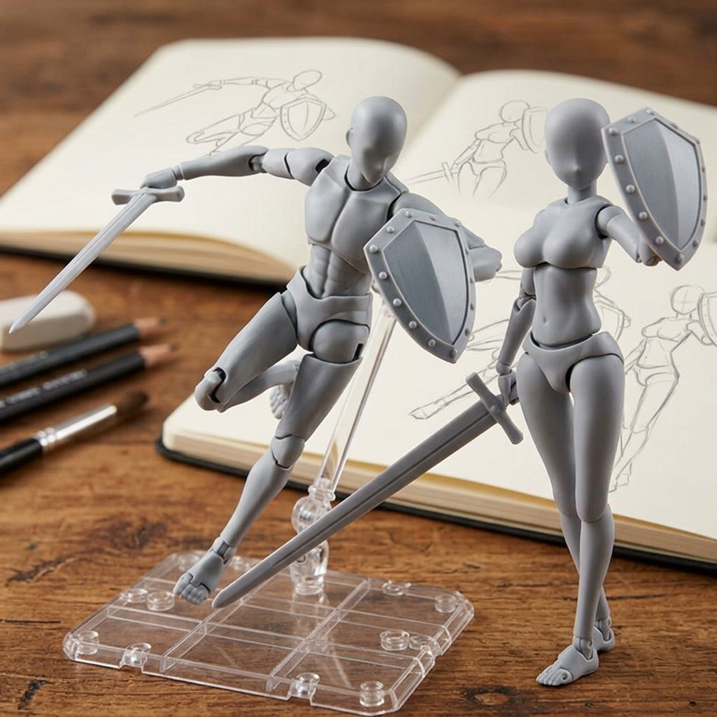 Articulated Drawing Mannequin Figure Set for Artists Learning Pose and Body Anatomy
