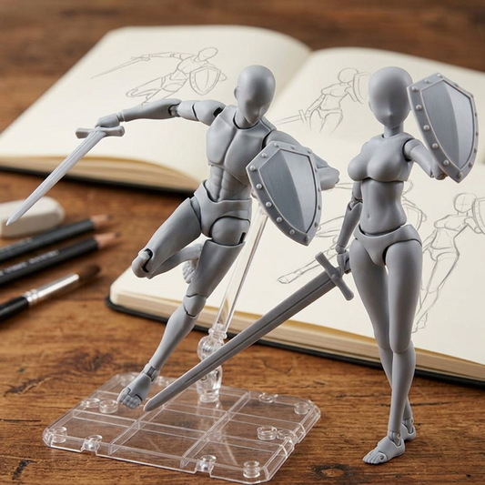 Articulated Drawing Mannequin Figure Set for Artists Learning Pose and Body Anatomy