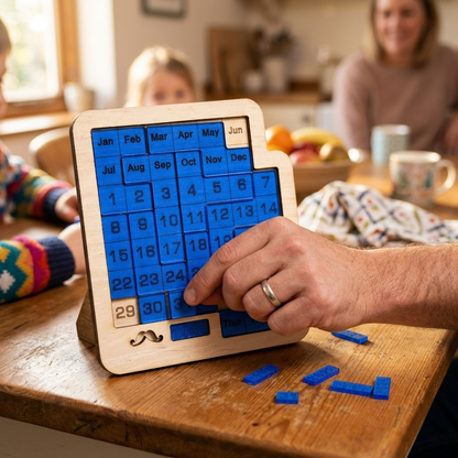 Daily Calendar Wooden Puzzle with 365+ Solutions for Brain-Training Family Fun Time