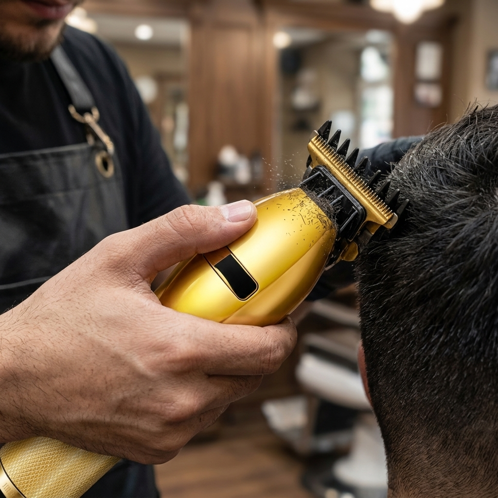 Professional Cordless Hair Clipper with T-Blade Precision and 4 Guide Comb Sizes