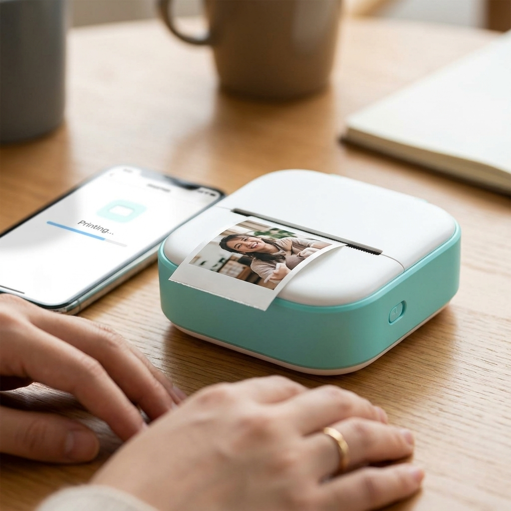 Smart Pocket Photo Printer with Bluetooth Connectivity for Instant Sticker Prints