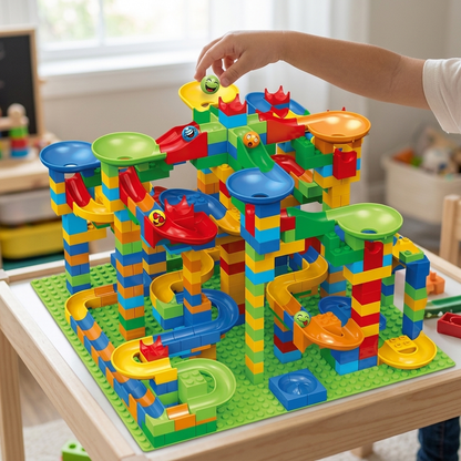 Ball Track Building Blocks - Marble Run Maze with Slides for Kids Ages 6 and Older