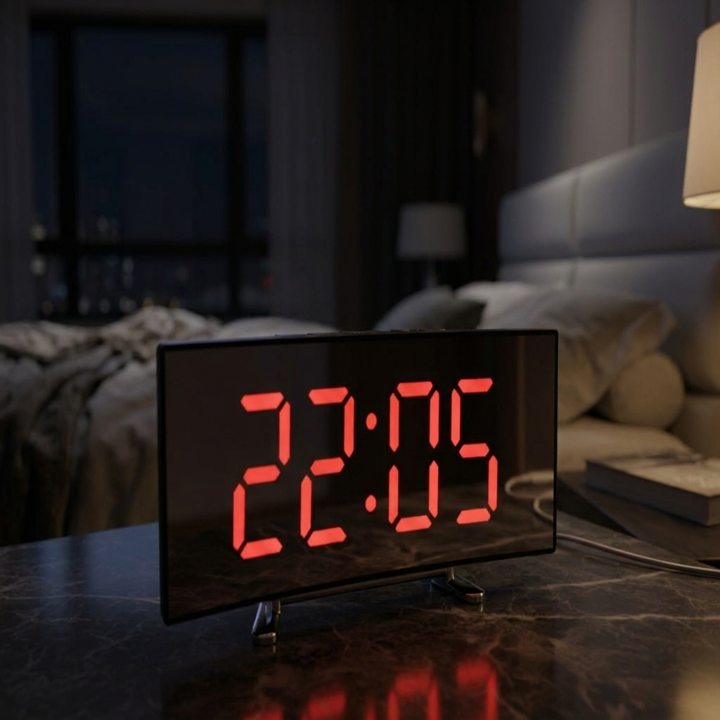 QuietGlow Silent LED Mirror Alarm Clock for Modern Rooms