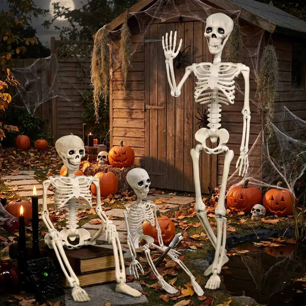 Posable Halloween Skeleton Decoration, Fully Articulated Skeleton Prop, 4 Sizes, 40 cm to 165 cm