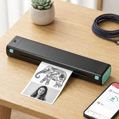 Portable Thermal Printer - Black Green lifestyle