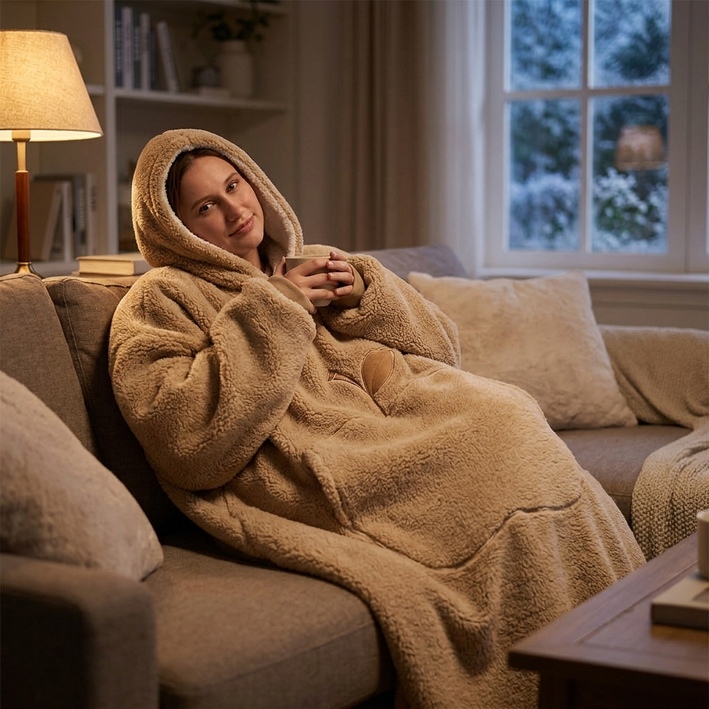 Oversized Hoodie Blanket Brown lifestyle