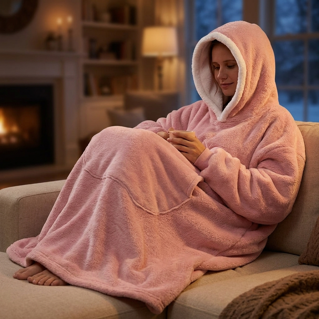 Oversized Hoodie Blanket Pink lifestyle