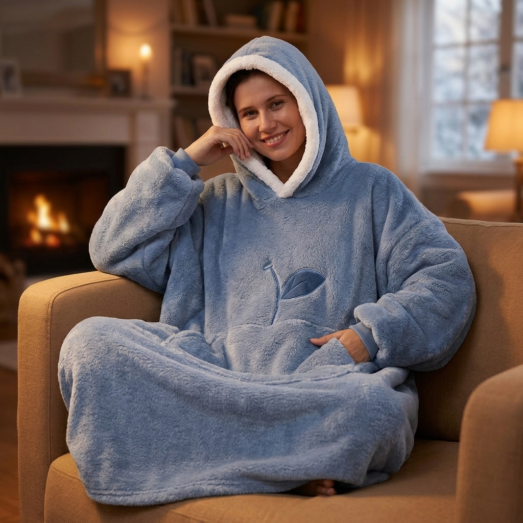 Oversized Hoodie Blanket Light Blue lifestyle