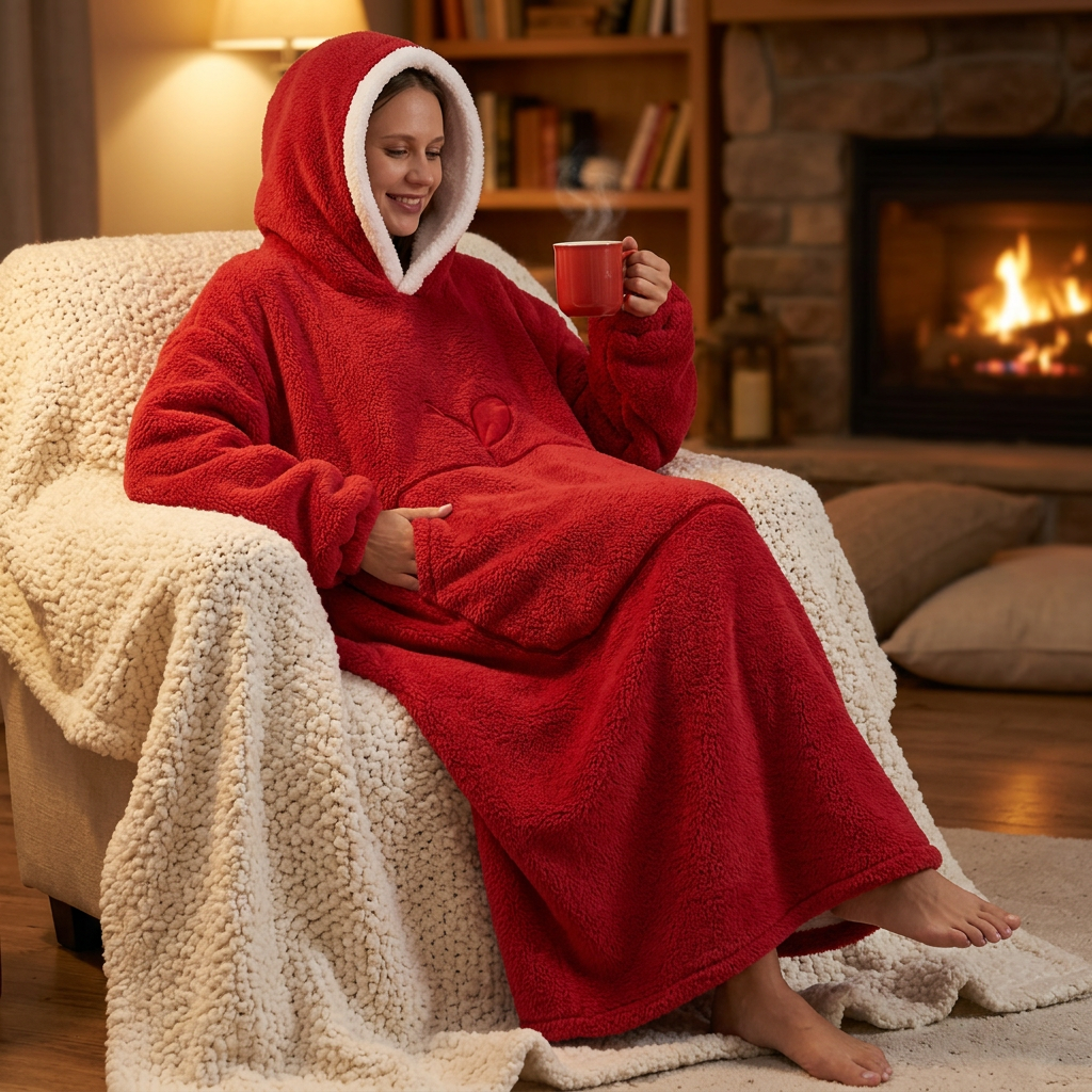 Oversized Hoodie Blanket Red lifestyle