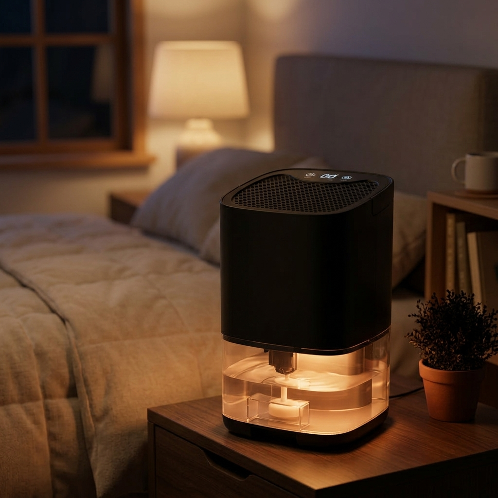 Cooling Night Light Dehumidifier Black lifestyle
