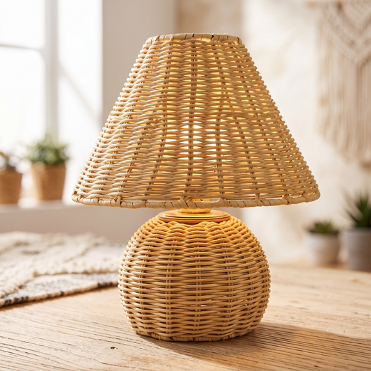 Bamboo woven desk lamp - lifestyle