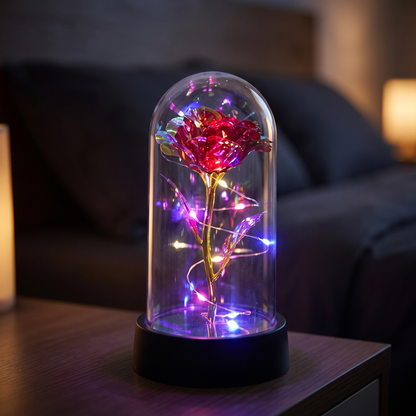 Rose glass dome lamp - Red Colored Light - lifestyle