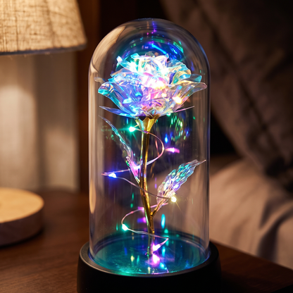 Rose glass dome lamp - Gold Colored Light - lifestyle