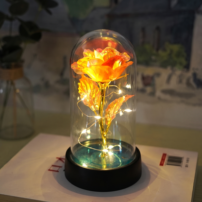 Rose glass dome lamp - Orange Warm Light - lifestyle