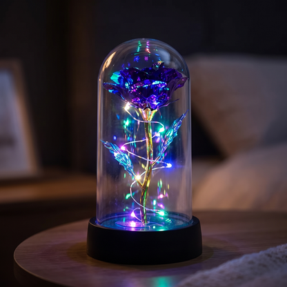 Rose glass dome lamp - Purple Colored Light - lifestyle