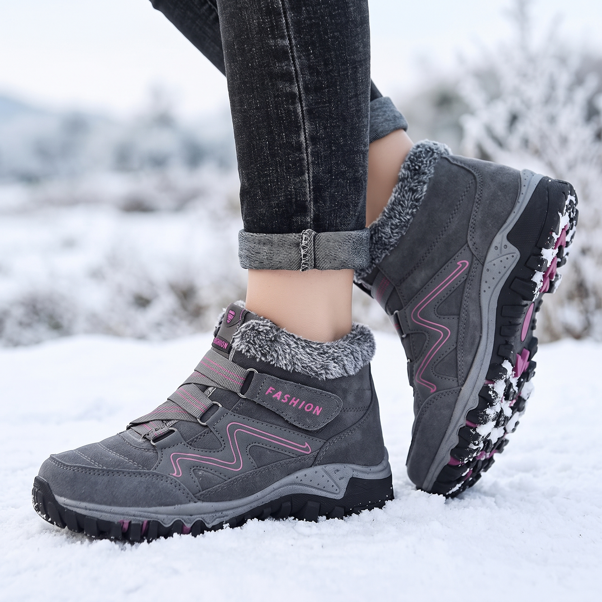 Women's winter boots - Grey Rose - lifestyle
