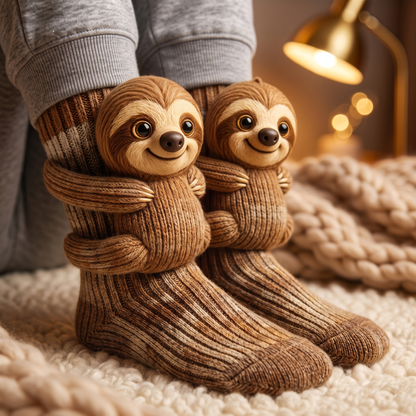 Winter plush socks - Sloth - lifestyle