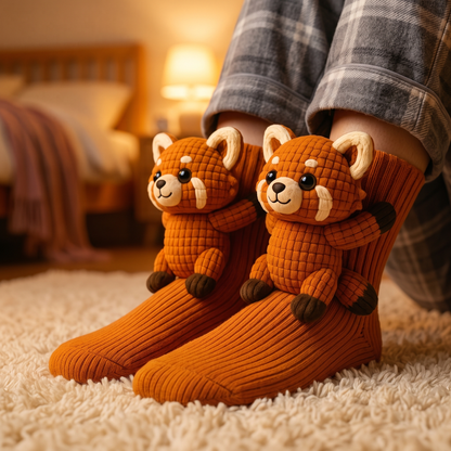 Winter plush socks - Red Panda - lifestyle