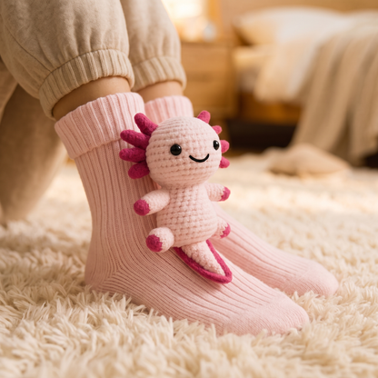 Winter plush socks - Axolotl - lifestyle