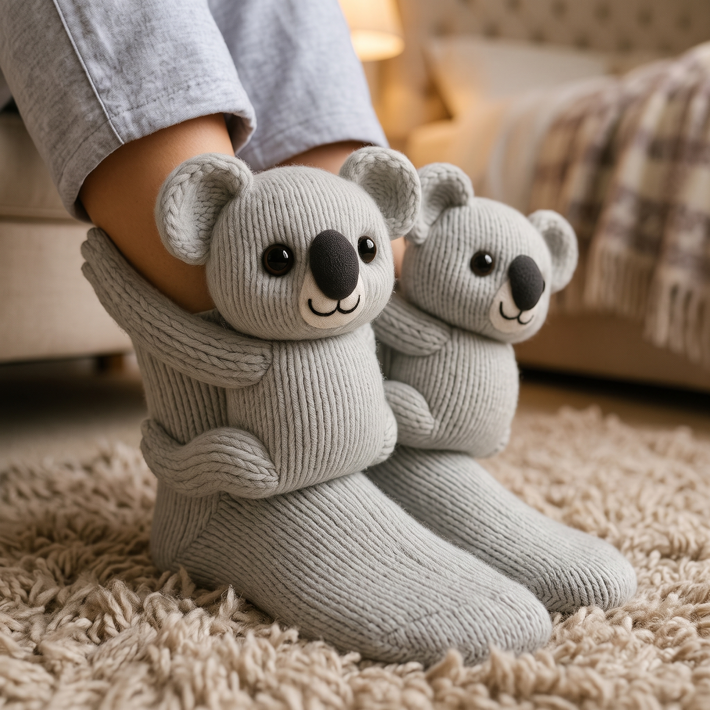 Winter plush socks - Koala - lifestyle