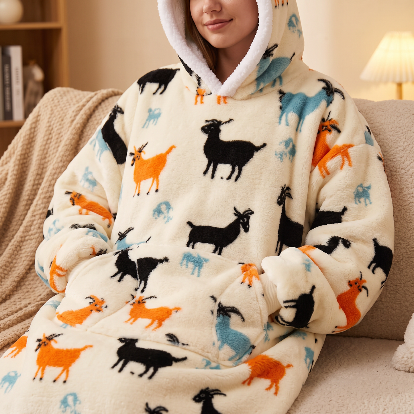 Oversized Blanket Hoodie - Wearable Hooded Blanket for Adults, Full Coverage Fit