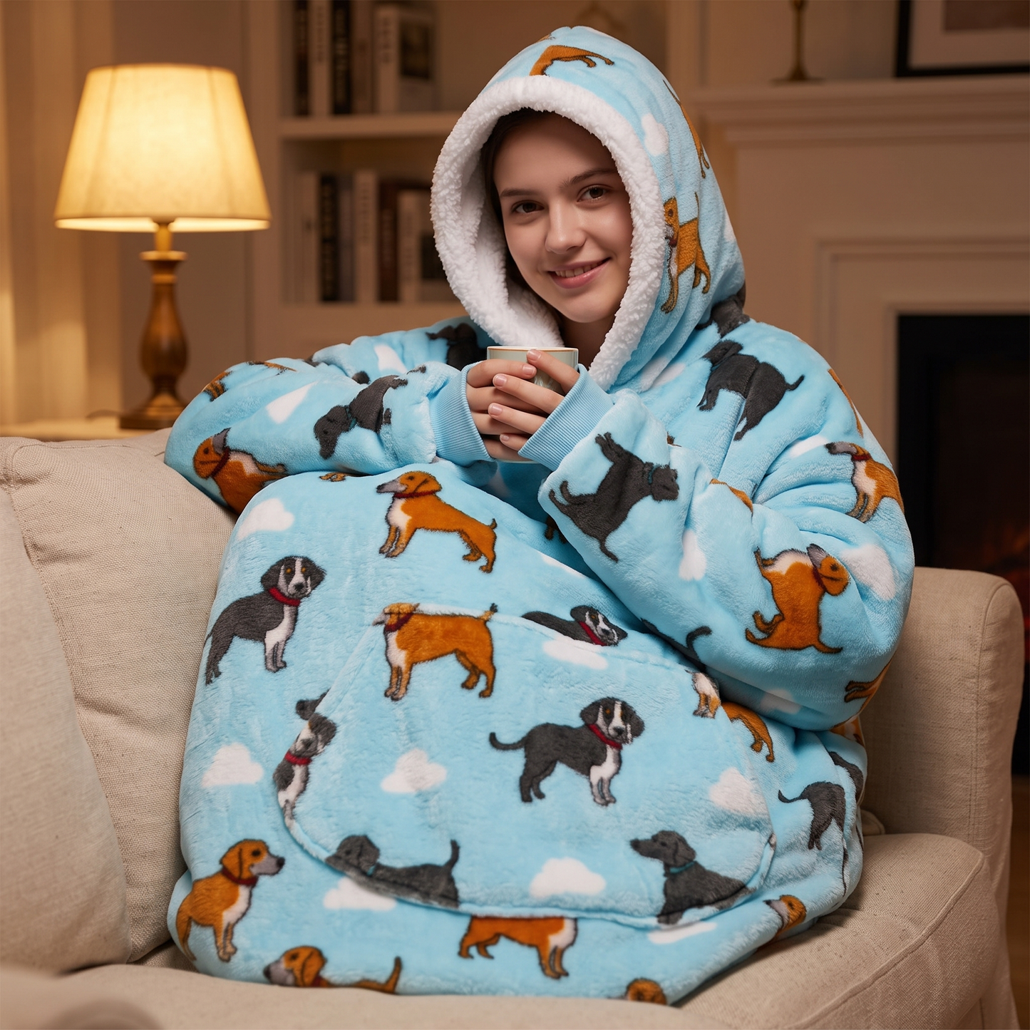 Oversized Blanket Hoodie - Wearable Hooded Blanket for Adults, Full Coverage Fit