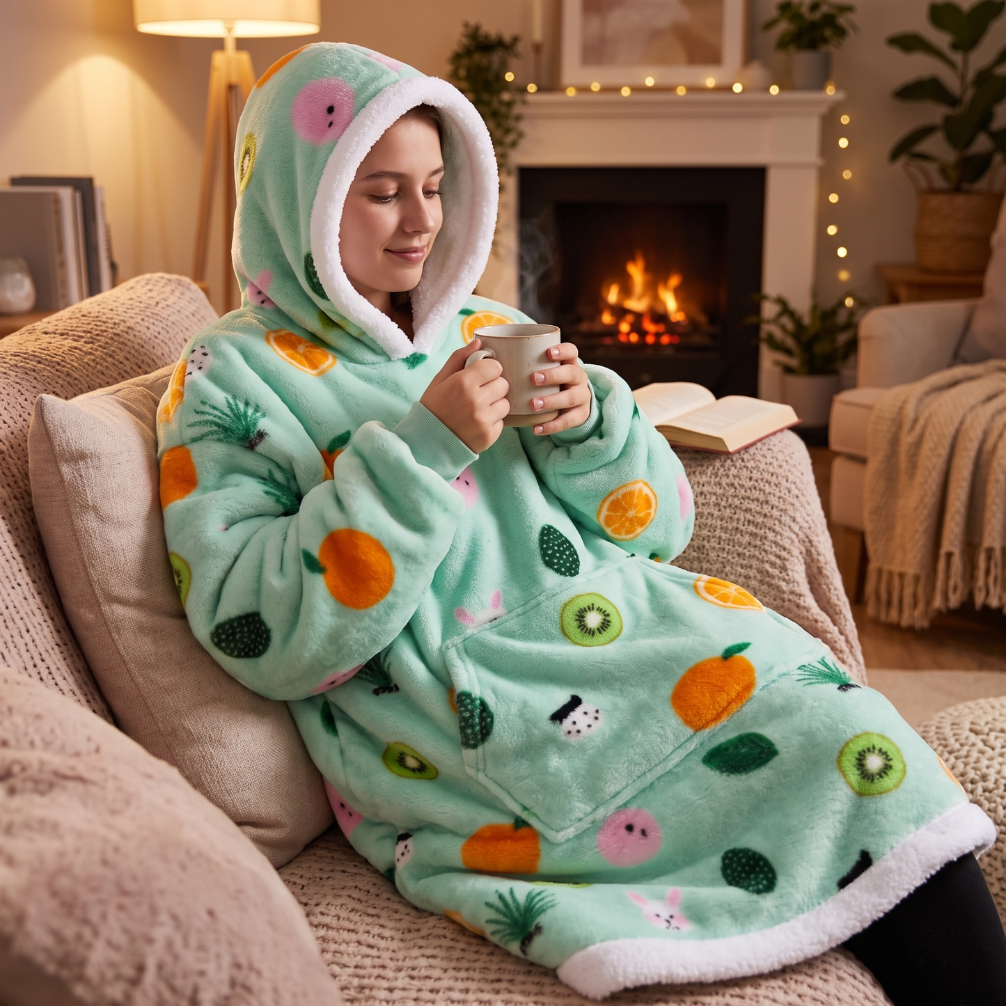 Oversized Blanket Hoodie - Wearable Hooded Blanket for Adults, Full Coverage Fit