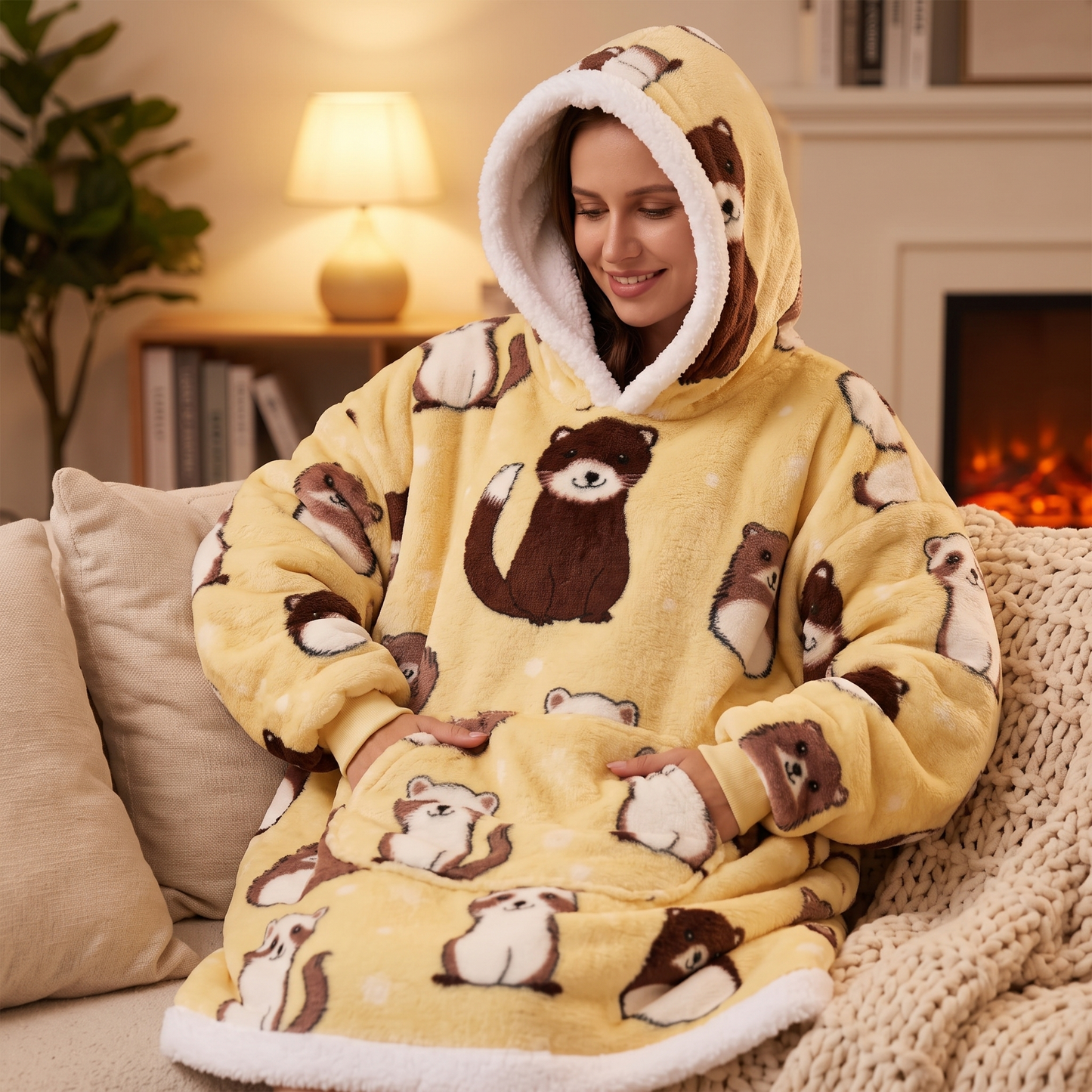 Oversized Blanket Hoodie - Wearable Hooded Blanket for Adults, Full Coverage Fit