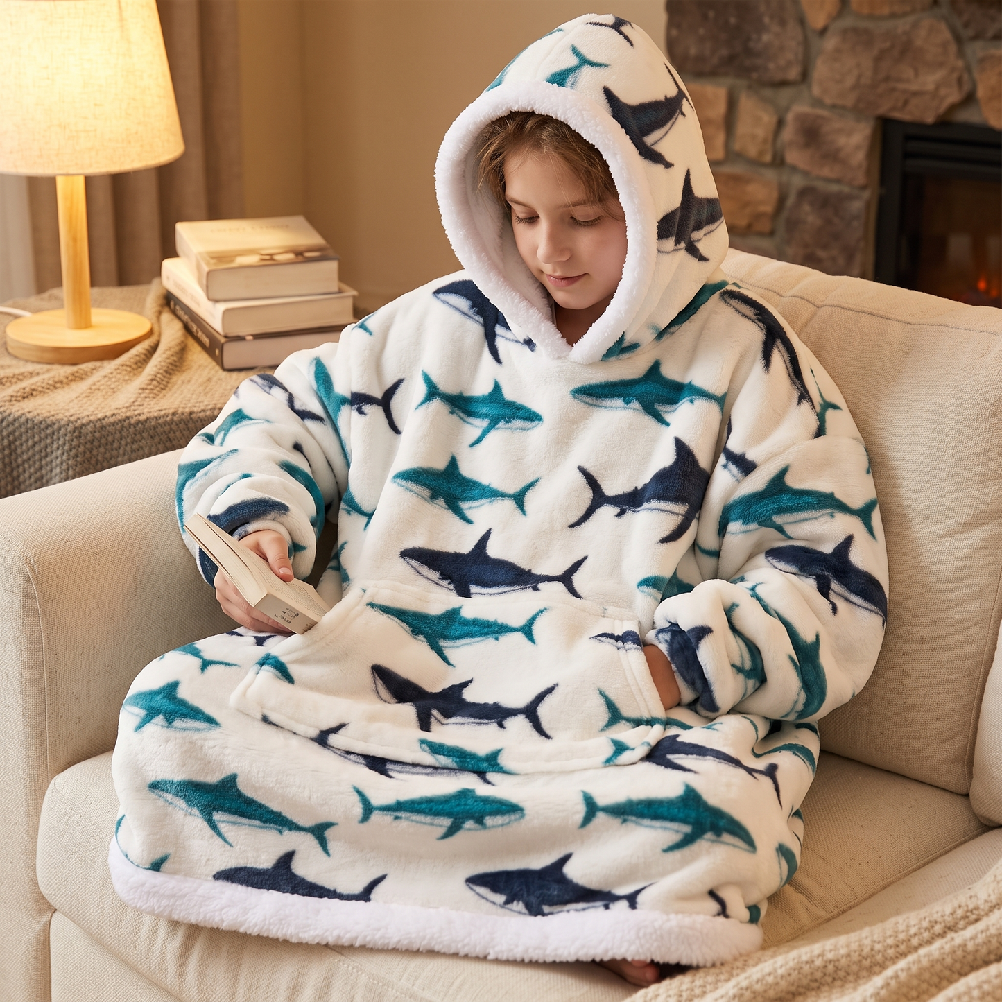 Oversized Blanket Hoodie - Wearable Hooded Blanket for Adults, Full Coverage Fit