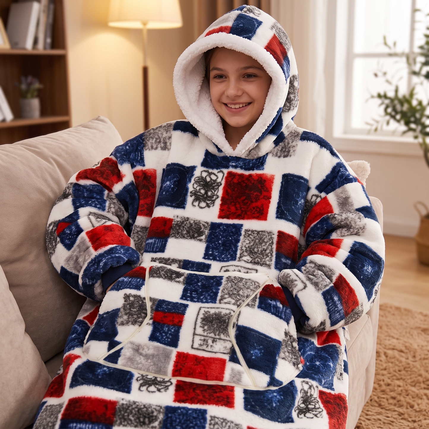 Oversized Blanket Hoodie - Wearable Hooded Blanket for Adults, Full Coverage Fit