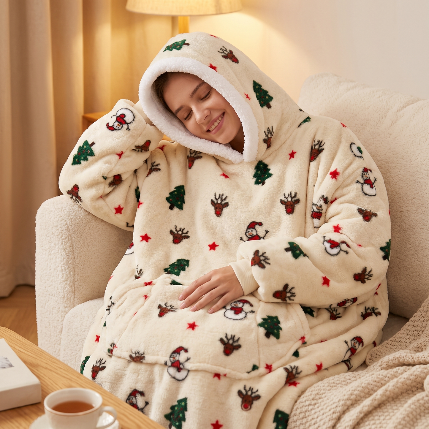 Oversized Blanket Hoodie - Wearable Hooded Blanket for Adults, Full Coverage Fit
