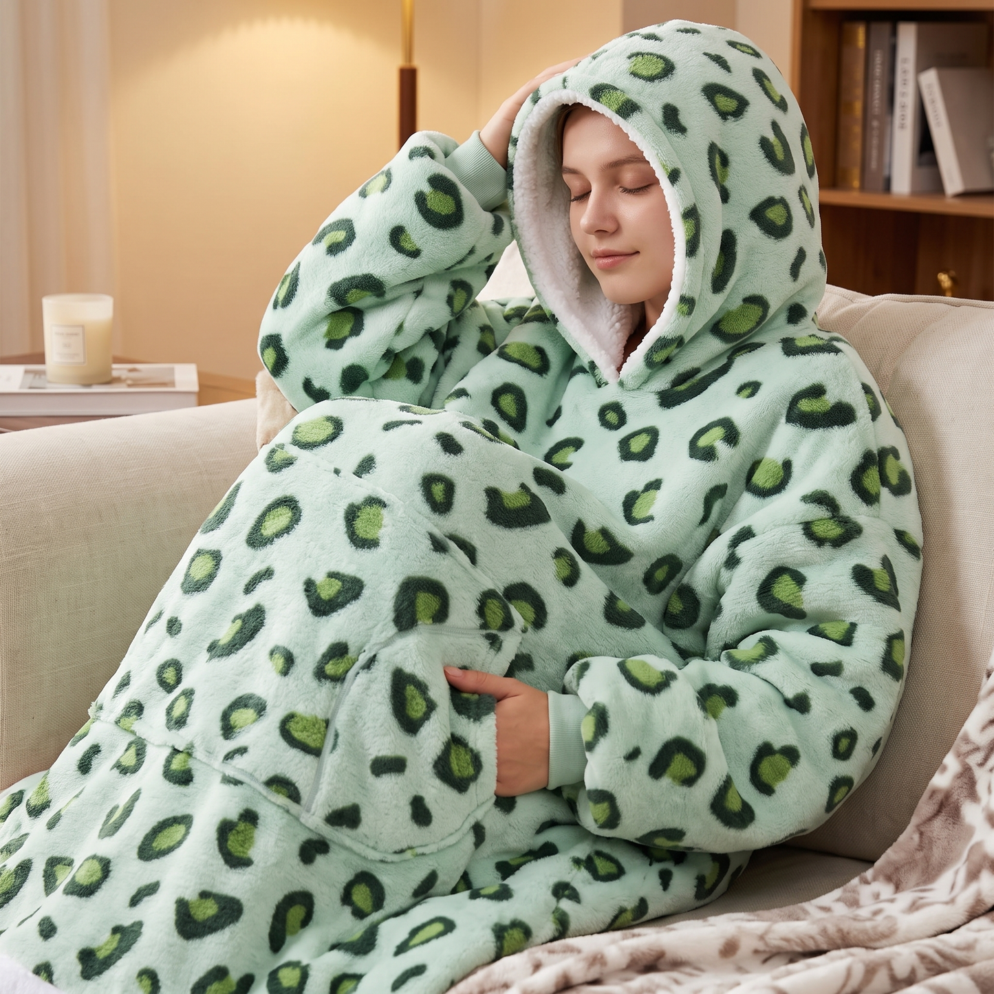 Oversized Blanket Hoodie - Wearable Hooded Blanket for Adults, Full Coverage Fit