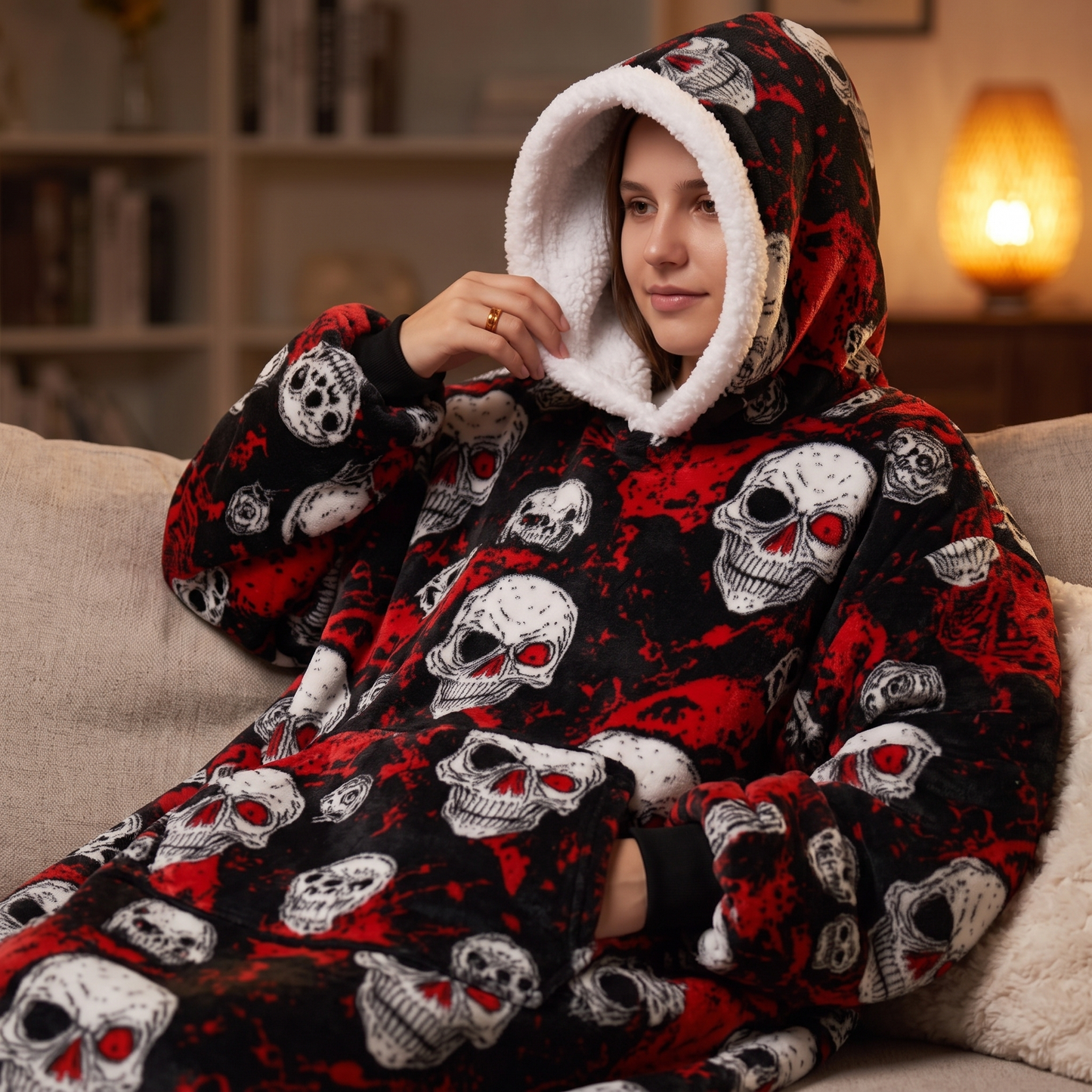 Oversized Blanket Hoodie - Wearable Hooded Blanket for Adults, Full Coverage Fit