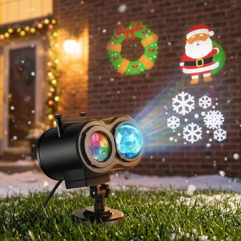 Outdoor Christmas projector light in garden b12-2898f0c5